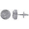 Sterling Silver & Round Diamond 3D Illusion Studs 9.50mm Pave Earrings 1/10 CT.