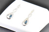 Infinity Blue Diamond Twist Dangle Earrings Round Cut 10K White Gold 0.25 CT