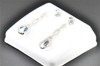 Infinity Blue Diamond Twist Dangle Earrings Round Cut 10K White Gold 0.25 CT