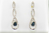 Infinity Blue Diamond Twist Dangle Earrings Round Cut 10K White Gold 0.25 CT