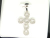 Diamond Cross Pendant Ladies 10K White Gold Round Pave Charm 0.20 Tcw.