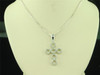 Diamond Cross Pendant Ladies 10K White Gold Round Pave Charm 0.20 Tcw.