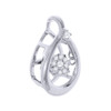 Dancing Diamond Pendant 10K White Gold Oval Charm Necklace 0.05 CT.