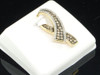 Brown Diamond Ribbon Pendant Ladies 10K Yellow Gold Round Pave Charm 0.49 Tcw.