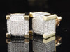 Diamond Cube Studs 10K Yellow Gold Round Cut Pave 3D Fully Iced Earrings 1 Tcw.