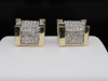 Diamond Cube Studs 10K Yellow Gold Round Cut Pave 3D Fully Iced Earrings 1 Tcw.