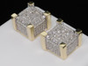 Diamond Cube Studs 10K Yellow Gold Round Cut Pave 3D Fully Iced Earrings 1 Tcw.