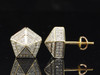 Diamond Studs Mens 10K Yellow Gold Round Pave Pentagon Design 3D Earrings .60 Ct