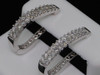 14K White Gold Round Diamond Hoop Huggie Prong Set 0.80" Pave Earrings 1 CT.