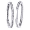 Diamond In and Out Hoop Earrings Ladies 10K White Gold Round Pave 1/4 Tcw.