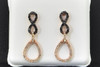 Black Diamond Infinity Dangle Earrings Round Cut 10K Rose Gold 0.51 CT