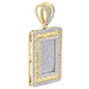 10K Yellow Gold Diamond Dog Tag Pendant 1.95" Square Greek Key Charm 1.65 CT.