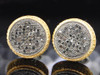 Yellow & Black Diamond Circle Earrings Mens .925 Sterling Silver Studs 1 Tcw.