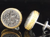 Yellow & Black Diamond Circle Earrings Mens .925 Sterling Silver Studs 1 Tcw.