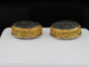 Yellow & Black Diamond Circle Earrings Mens .925 Sterling Silver Studs 1 Tcw.