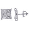 Ladies .925 Sterling Silver Designer Square Kite Diamond Studs Earrings 0.25 Ct.