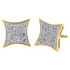 10K Yellow Gold Genuine Diamond Kite Studs Pave Set 10.15mm Earrings 0.25 Ct.
