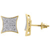 10K Yellow Gold Genuine Diamond Kite Studs Pave Set 10.15mm Earrings 0.25 Ct.