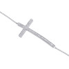 Ladies 10K White Gold White Diamond Sideways Cross Charm on Bracelet 0.29 Ct.