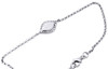 Diamond Evil Eye Bracelet 7 Inch Ladies 14k White Gold Rolo Chain Link 0.12 Ct.