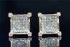 Mens Ladies 10K Rose Gold 4 Prong Square 3D Real Diamond Stud Earrings .35 Ct.