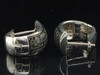 Black Diamond Huggie Hoops Ladies .925 Sterling Silver Round Earrings 0.48 Tcw