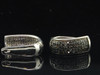 Black Diamond Huggie Hoops Ladies .925 Sterling Silver Round Earrings 0.48 Tcw