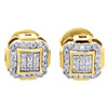 10K Yellow Gold Round Diamond Studs Pave Set Domed Square 7mm Earrings 0.15 Ct.