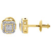 10K Yellow Gold Round Diamond Studs Pave Set Domed Square 7mm Earrings 0.15 Ct.