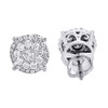 Diamond Earrings 10K White Gold Round Cut Cluster Circle Studs 9.5mm | 1.50 CT.
