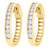 10k Yellow Gold Genuine Diamond One Row Channel Set Huggie Hoop Earrings 1/2 CT.