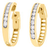 10k Yellow Gold Genuine Diamond One Row Channel Set Huggie Hoop Earrings 1/2 CT.