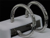 LADIES 14K WHITE GOLD DIAMONDS HOOP HUGGIE EARRINGS