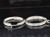 LADIES 14K WHITE GOLD DIAMONDS HOOP HUGGIE EARRINGS