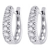 10K White Gold Genuine Diamond Huggies Ladies Oval Hoop Earrings 0.60" 0.50 CT.