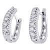 10K White Gold Genuine Diamond Huggies Ladies Oval Hoop Earrings 0.60" 0.50 CT.