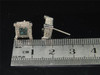 Blue Diamond Earrings 10K White Gold Round Pave Square 3D Cube Studs 0.80 Tcw.