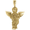 Diamond Mini 3D Angel Piece Pendant Fully Iced 10K Yellow Gold 2" Charm 1 Ct.