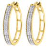 Round Diamond Hoops Earrings Ladies 10K Yellow Gold Pave Design Huggies 0.35 Tcw