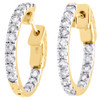 10K Yellow Gold Diamond In & Out Hoops Round Hinged Earrings 0.65" Long 1 CT.