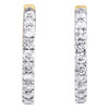 10K Yellow Gold Diamond In & Out Hoops Round Hinged Earrings 0.65" Long 1 CT.