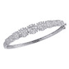 14K White Gold Princess Diamond Quad Tennis Bangle Statement Bracelet 7.5" 3 Ct.