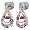 Dancing Diamond Created Amethyst Infinity Earrings 10K Two Tone Gold 0.22 Tcw