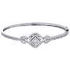 14K White Gold Real Diamond Cluster Bangle Prong Set Statement Bracelet 1.68 CT.