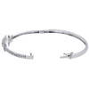 14K White Gold Real Diamond Cluster Bangle Prong Set Statement Bracelet 1.68 CT.