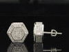 Mens/Ladies 10K White Gold 1.05 ct Diamond Studs 3D Cubes Block Earrings Hexagon