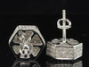 Mens/Ladies 10K White Gold 1.05 ct Diamond Studs 3D Cubes Block Earrings Hexagon