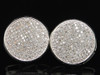 Diamond Earrings Mens 10K White Gold Round Pave Circle 19mm Studs 1.10 CT.