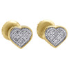 10K Yellow Gold Genuine Pave Diamond Heart Studs Ladies 4.80mm Earrings 0.05 Ct.