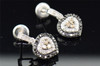 Black & Brown Diamond Heart Earrings Ladies .925 Sterling Silver Danglers 1/2 Ct